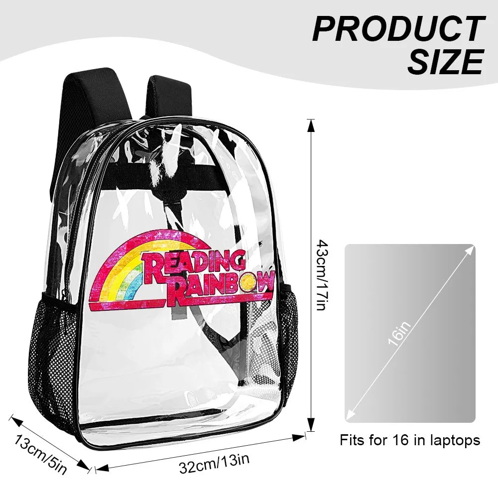 Reading Rainbow Distressed Logo Transparent Backpack 17 Inch