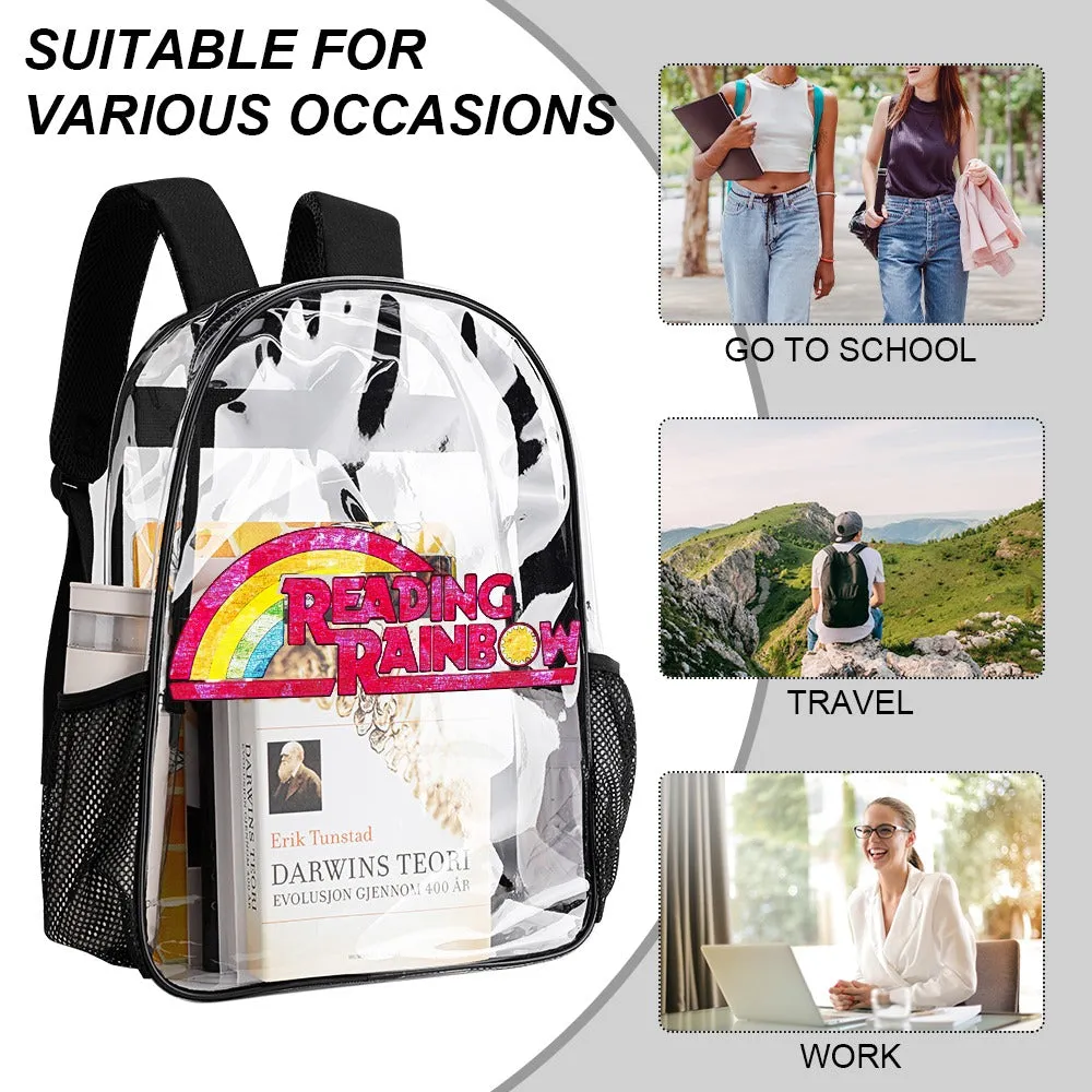 Reading Rainbow Distressed Logo Transparent Backpack 17 Inch