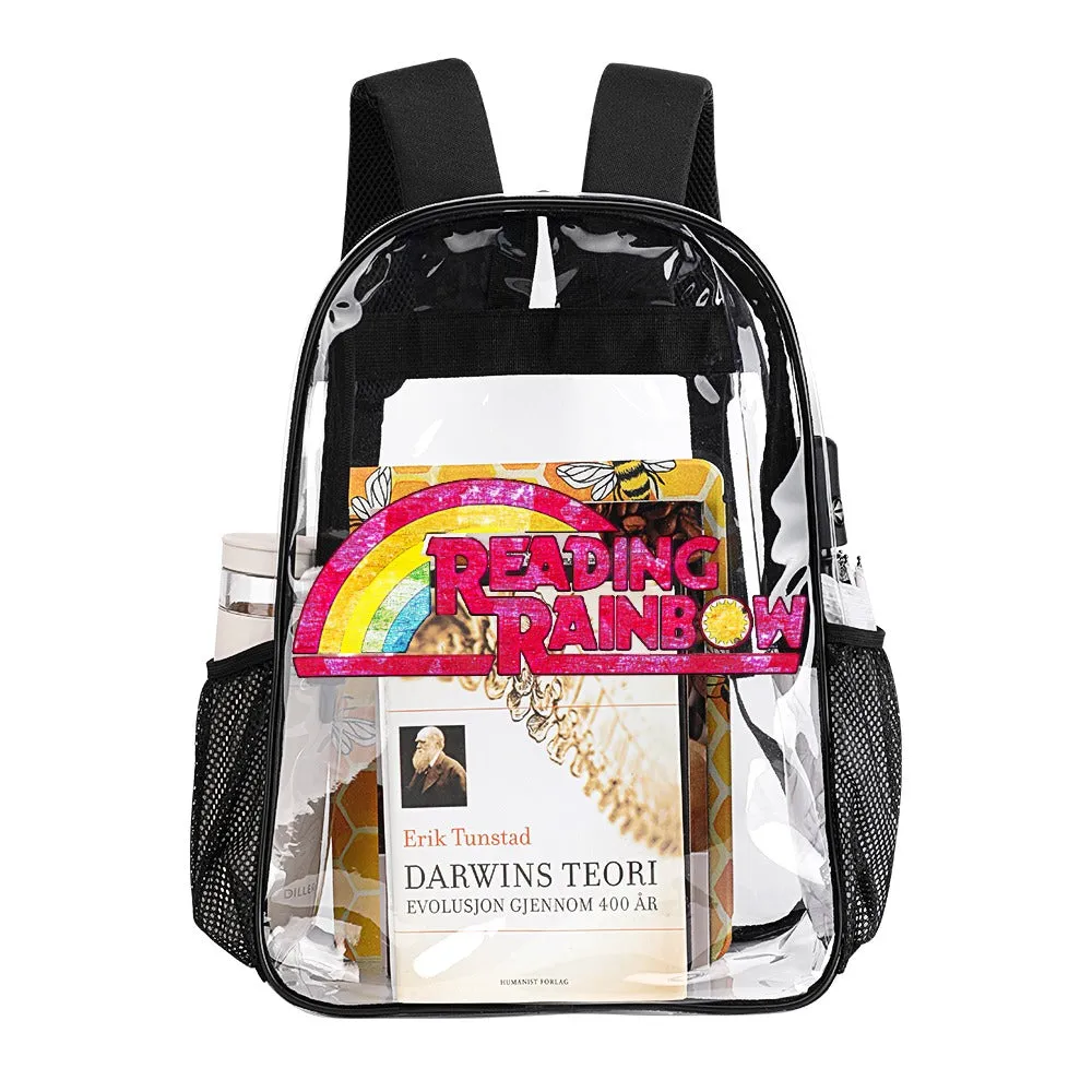 Reading Rainbow Distressed Logo Transparent Backpack 17 Inch