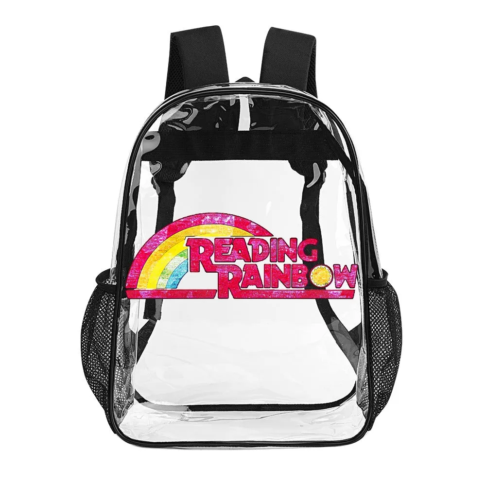Reading Rainbow Distressed Logo Transparent Backpack 17 Inch