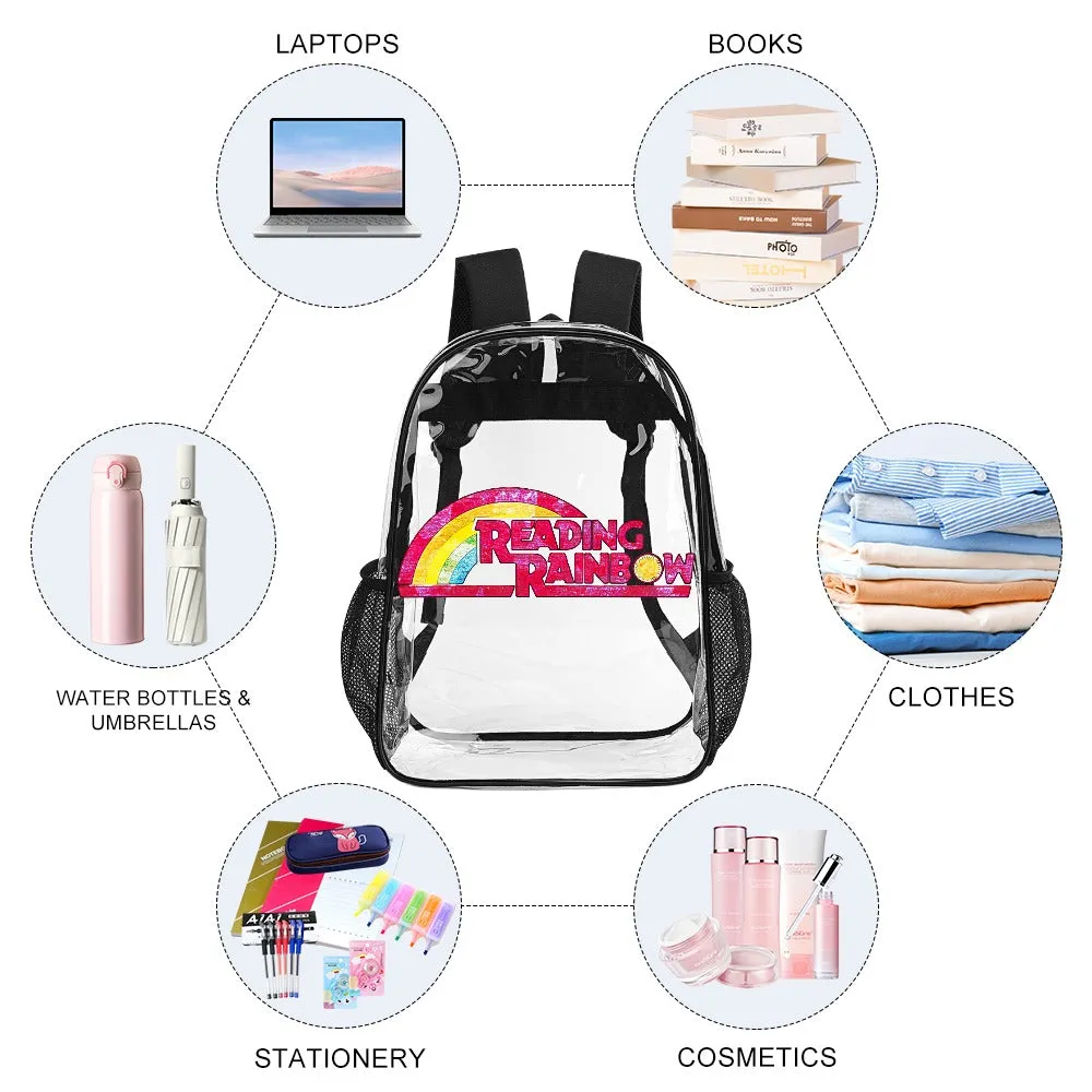 Reading Rainbow Distressed Logo Transparent Backpack 17 Inch