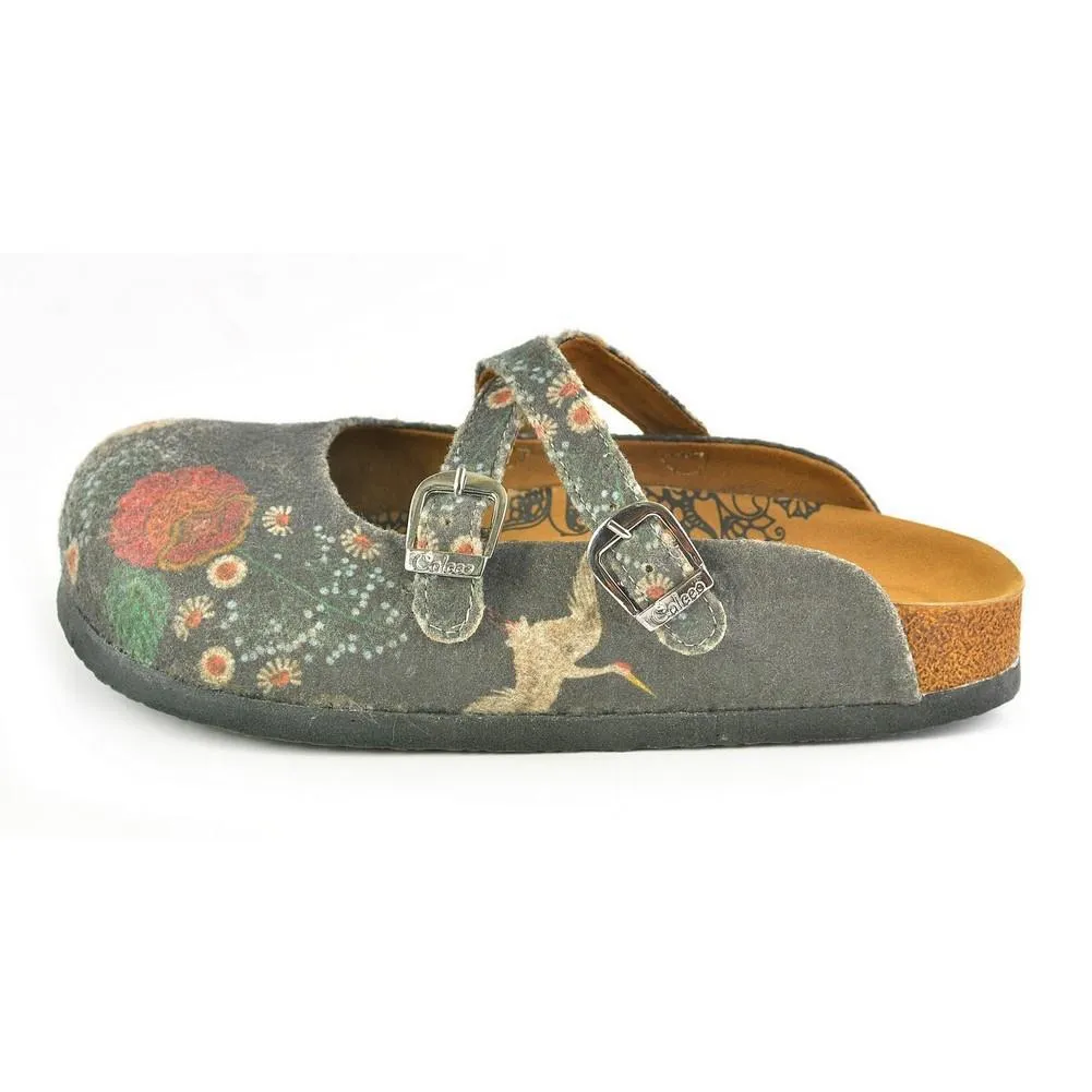 Red and White Flowers, Stork Patterned Clogs - CAL1201