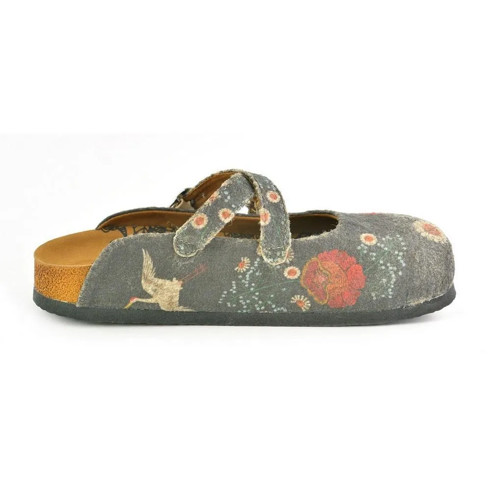 Red and White Flowers, Stork Patterned Clogs - CAL1201