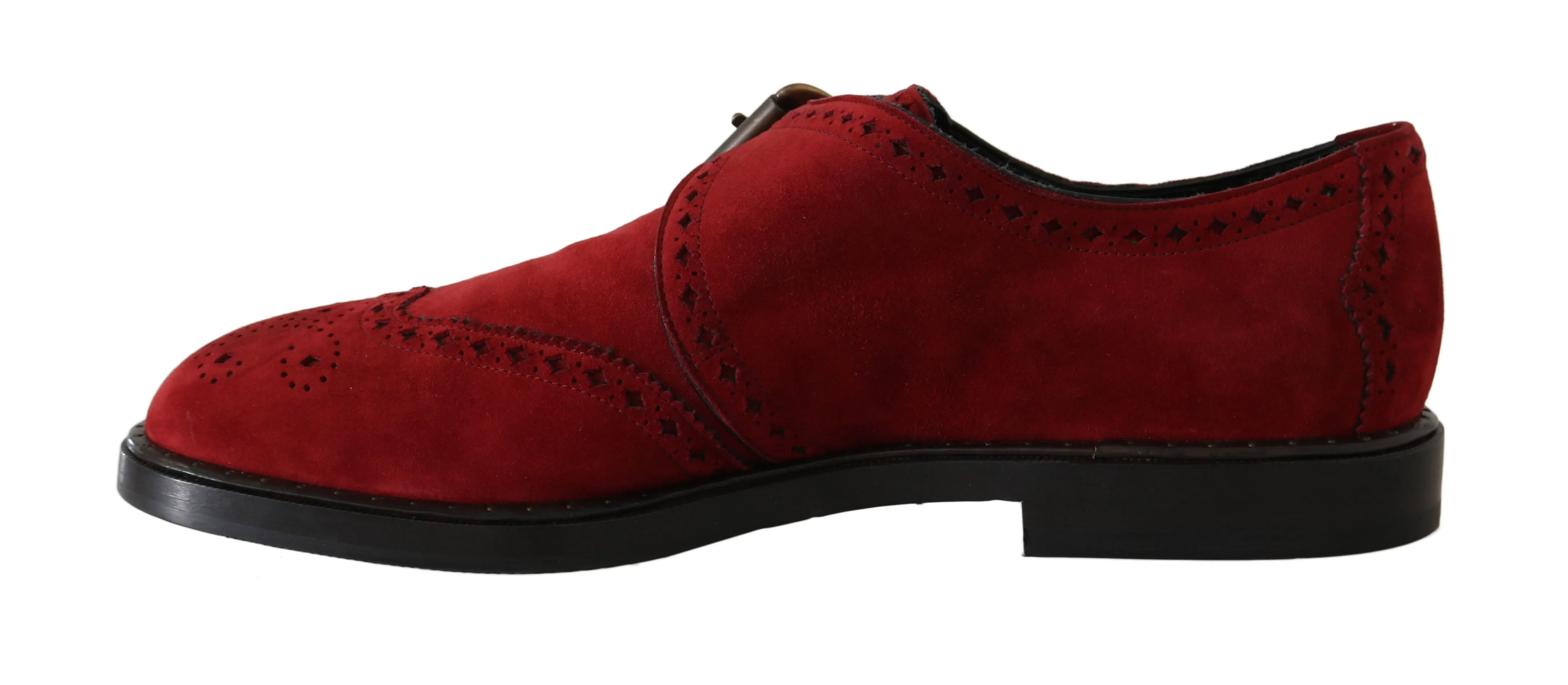 Red Bordeaux Suede Monkstrap Dress Shoes