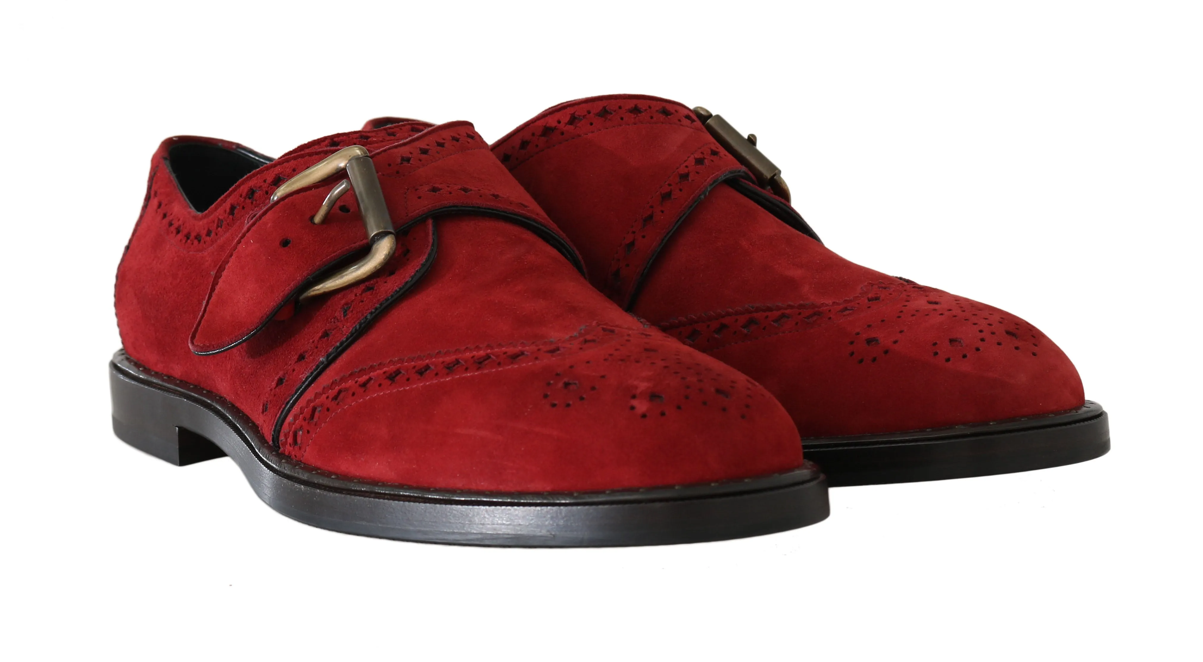 Red Bordeaux Suede Monkstrap Dress Shoes