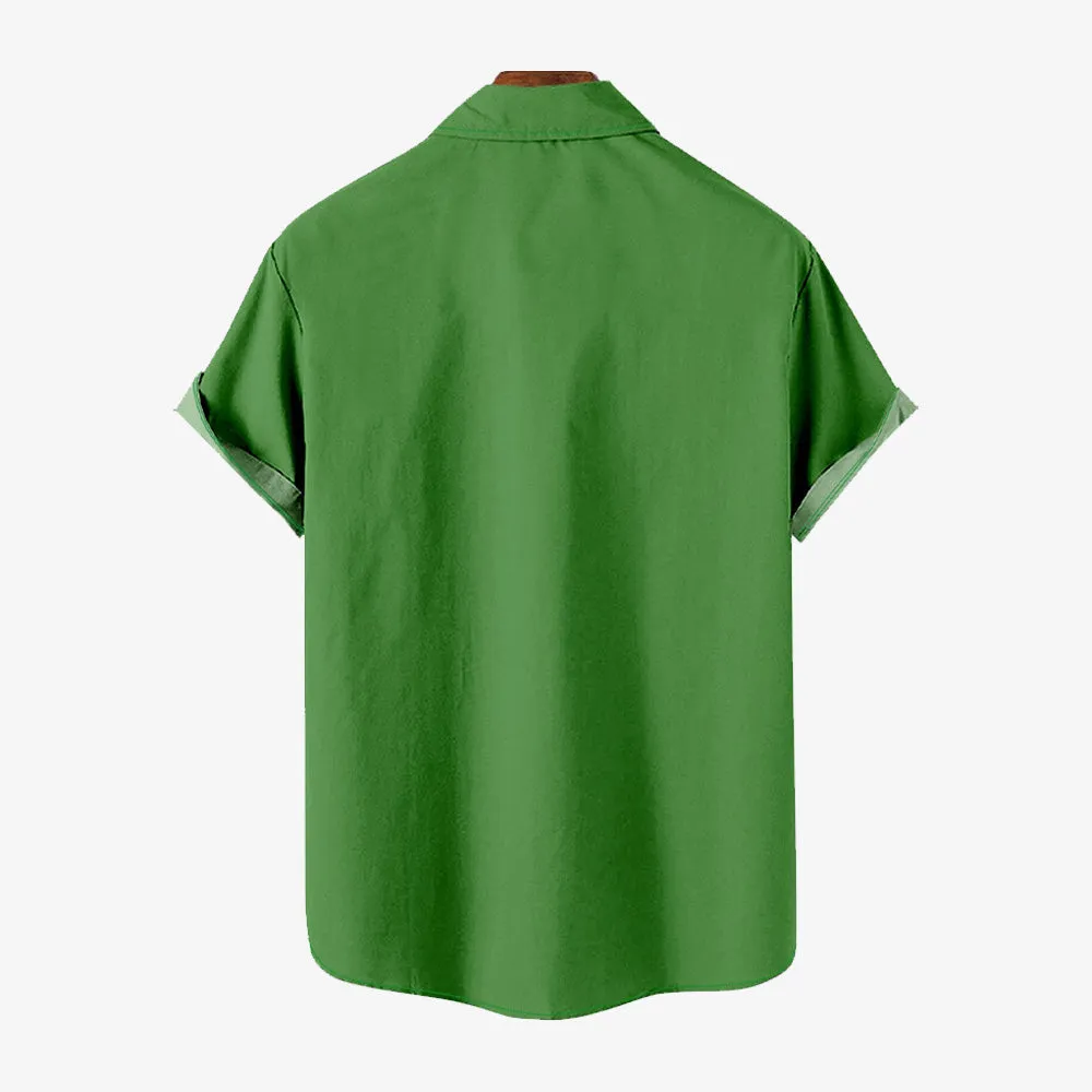 Retro Racing Print Casual Short Sleeve Shirt