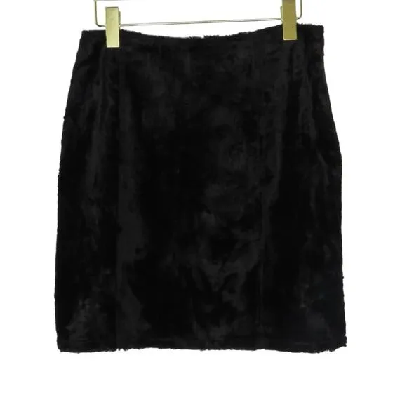 Revolve Yansi Fugel Black Faux Fur Skirt High Rise Mini Skirt Size Small 6