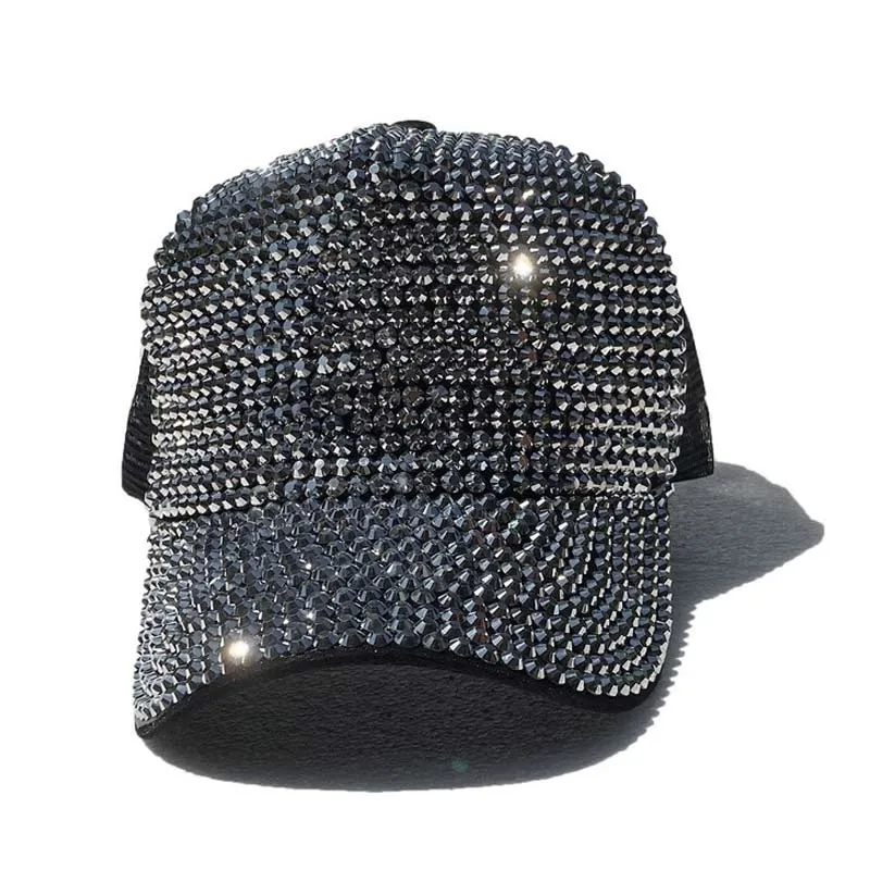 Rhinestone UV Protected Sheer Mesh Breathable Peaked Cap