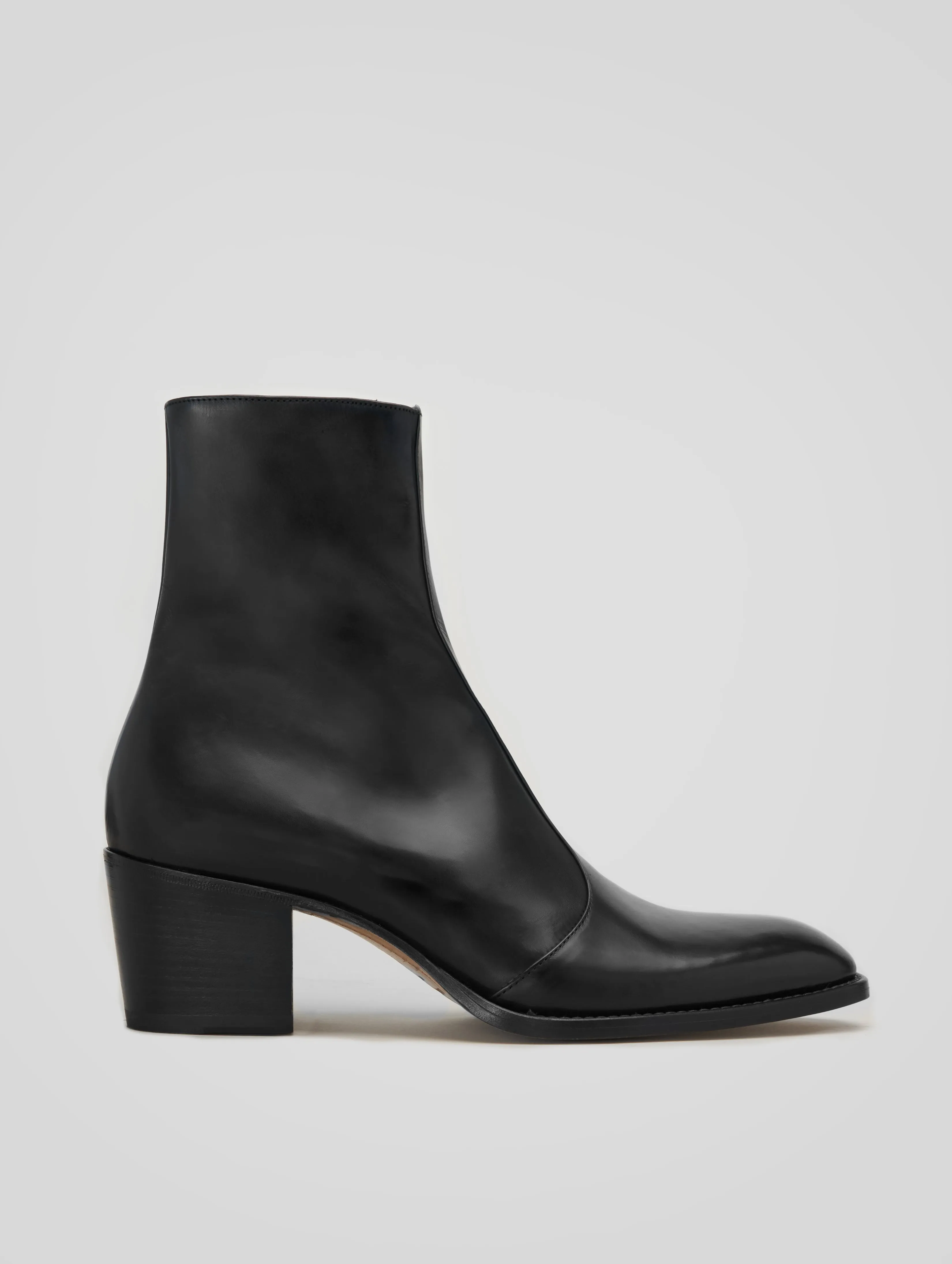 ROMAN 60MM ANKLE BOOT IN BLACK CALFSKIN