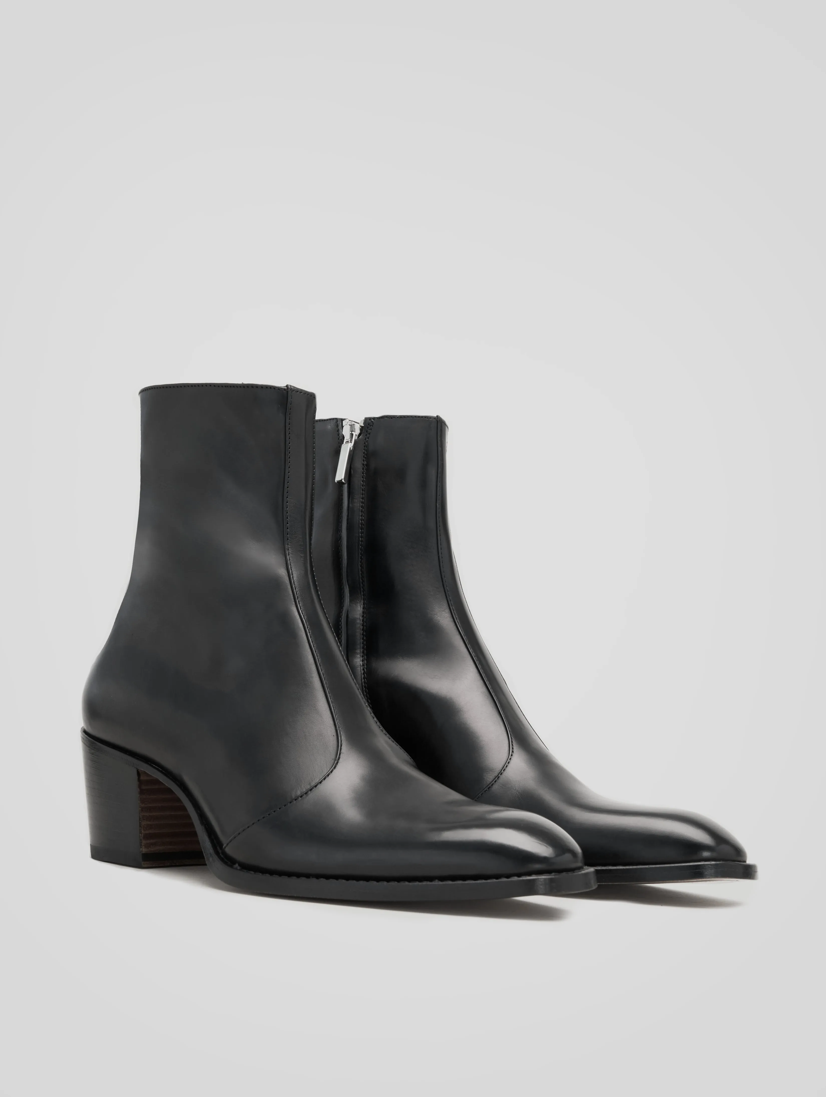 ROMAN 60MM ANKLE BOOT IN BLACK CALFSKIN