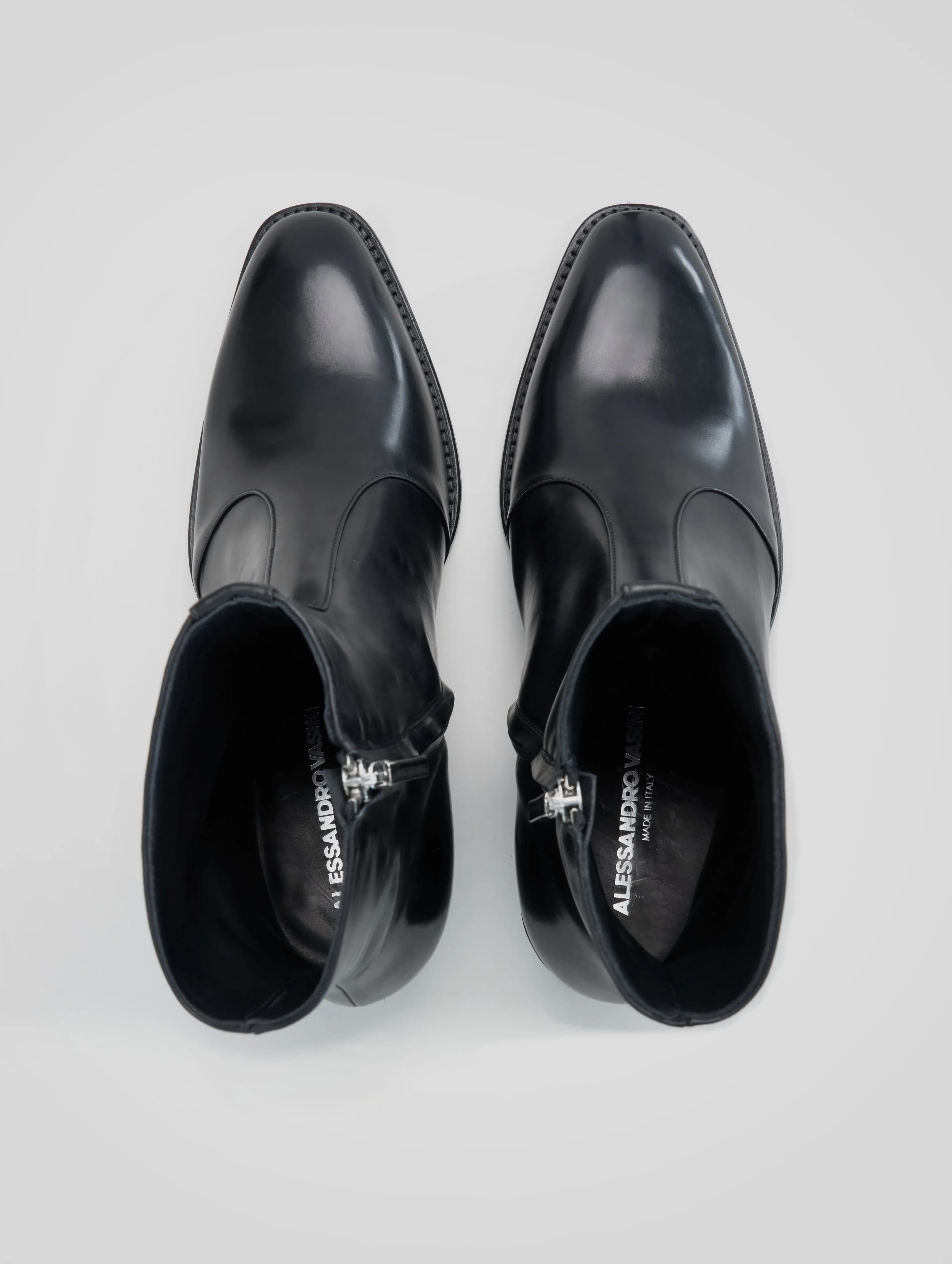 ROMAN 60MM ANKLE BOOT IN BLACK CALFSKIN