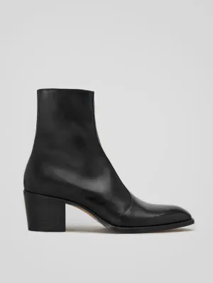ROMAN 60MM ANKLE BOOT IN BLACK CALFSKIN