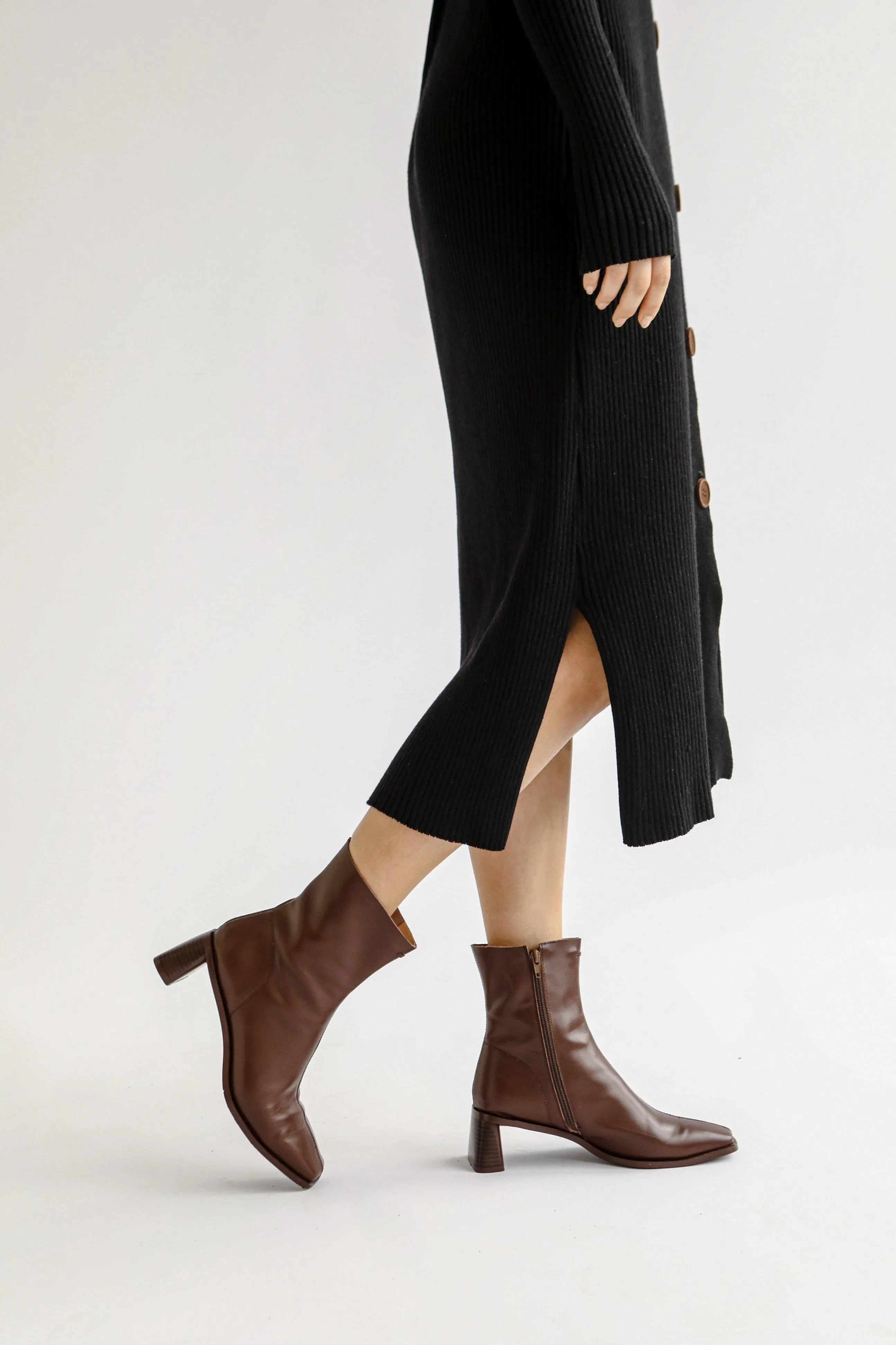 Rory Leather Ankle Boots - Brown