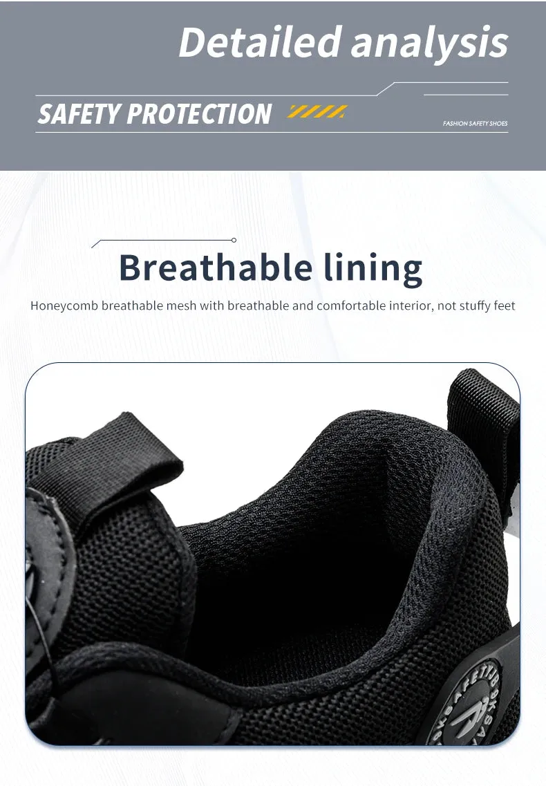 Rotating Button New Safety Shoes for Men – Anti-smash, Anti-puncture Work Shoes, Fashion Men’s Sport Shoes, Security Protective Boots