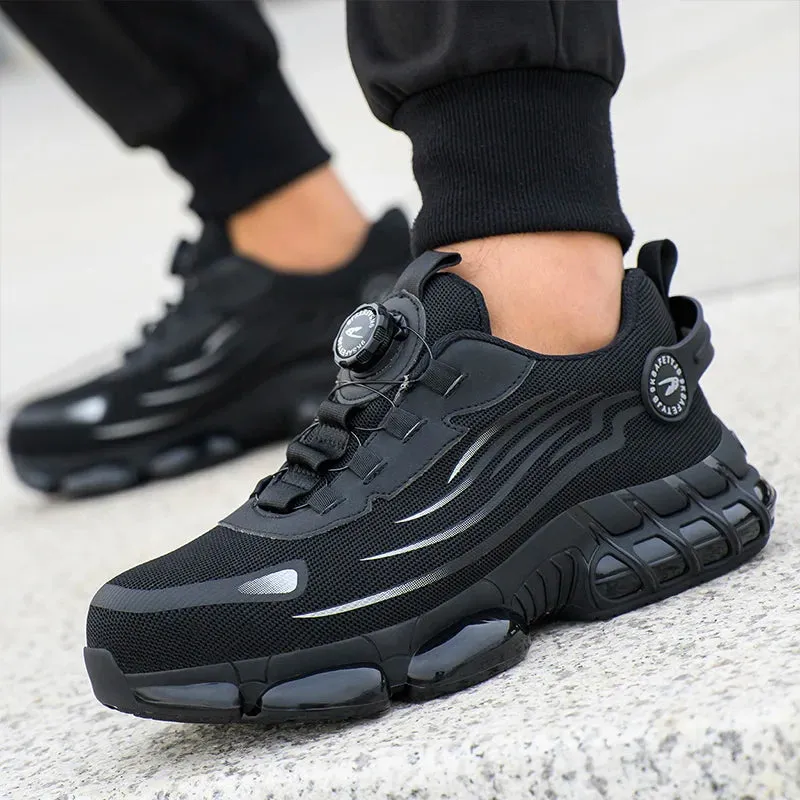 Rotating Button New Safety Shoes for Men – Anti-smash, Anti-puncture Work Shoes, Fashion Men’s Sport Shoes, Security Protective Boots