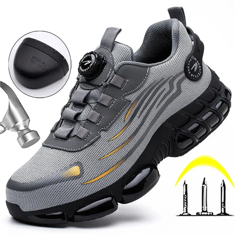 Rotating Button New Safety Shoes for Men – Anti-smash, Anti-puncture Work Shoes, Fashion Men’s Sport Shoes, Security Protective Boots