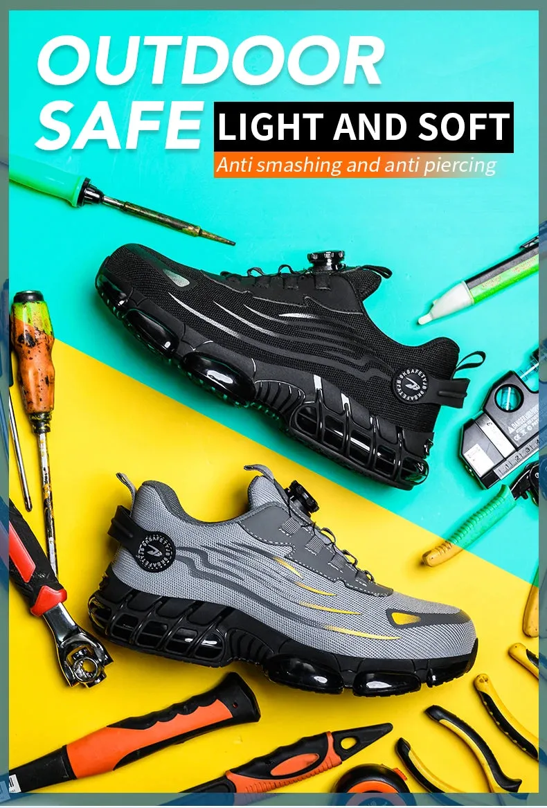 Rotating Button New Safety Shoes for Men – Anti-smash, Anti-puncture Work Shoes, Fashion Men’s Sport Shoes, Security Protective Boots
