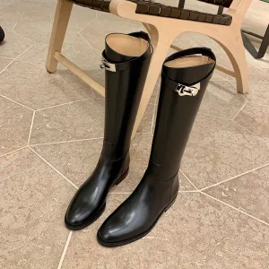 Round Head Metal Buckle Below The Knee Versatile Casual Tube Knight Boots Lot