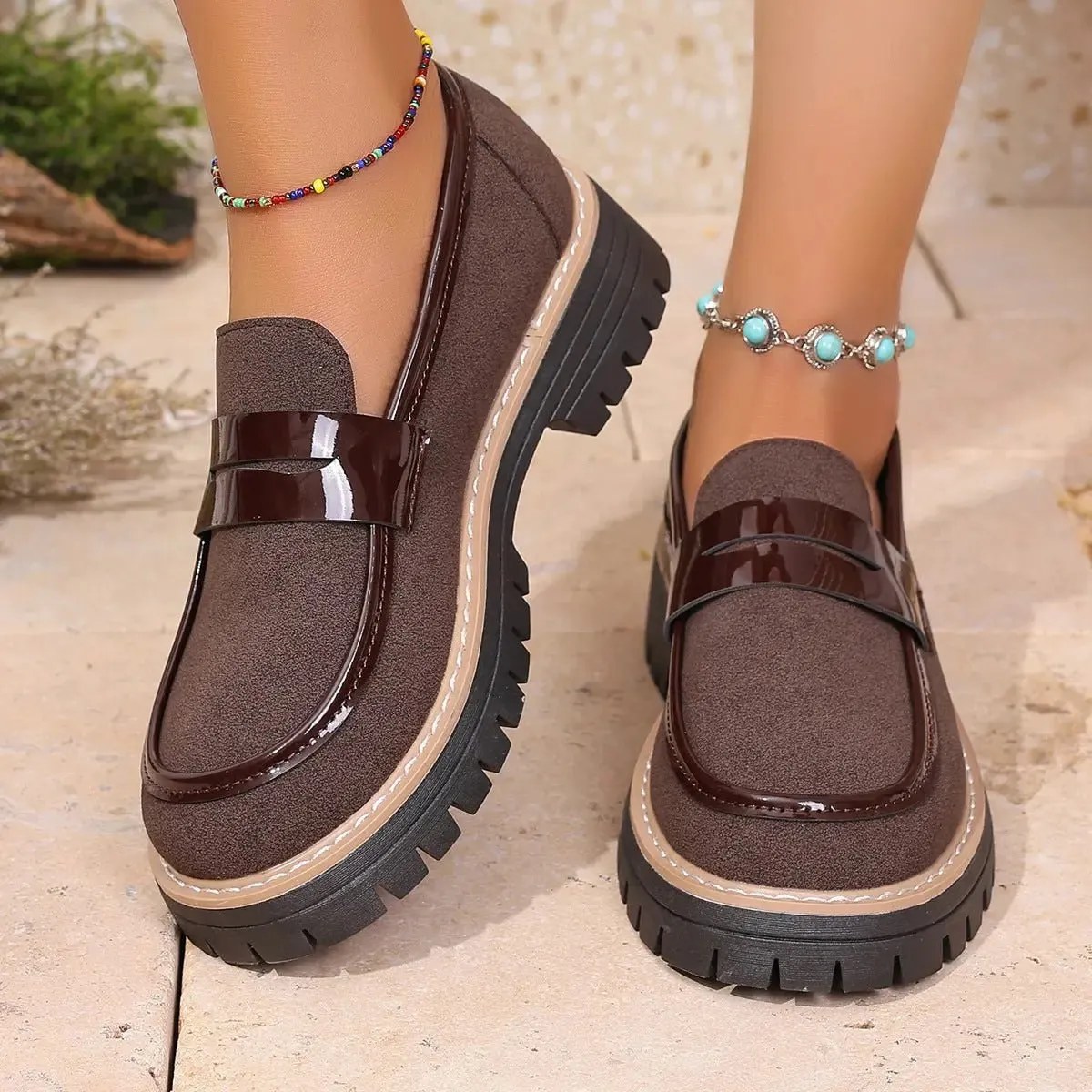 Round Toe Platform Loafers