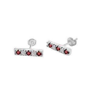 Ruby & 0.10Ct Diamond Bar Earrings in 14K Gold
