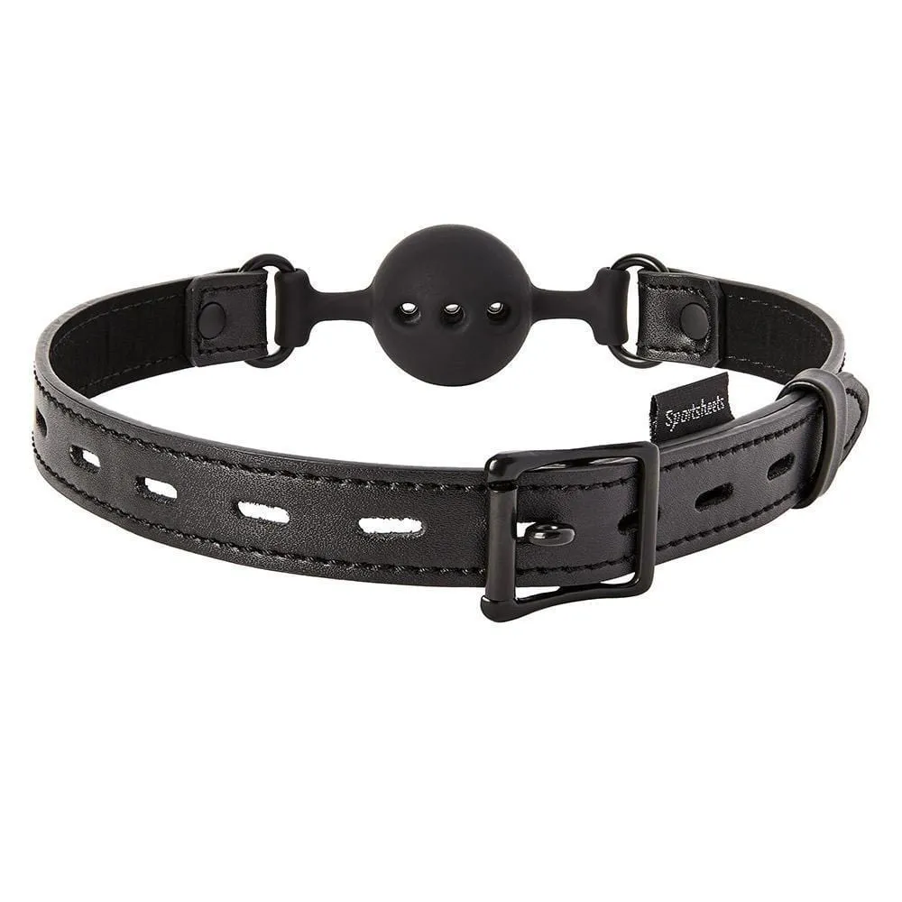 Saffron Black Vegan Leather Breathable Ball Gag