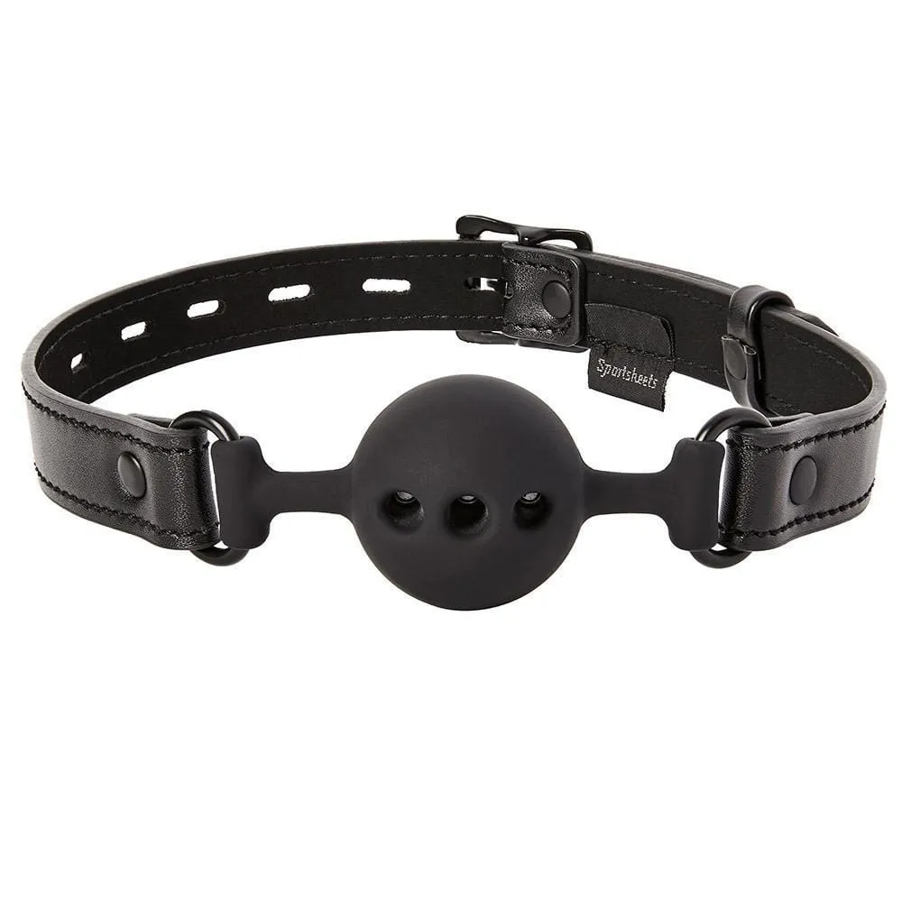 Saffron Black Vegan Leather Breathable Ball Gag