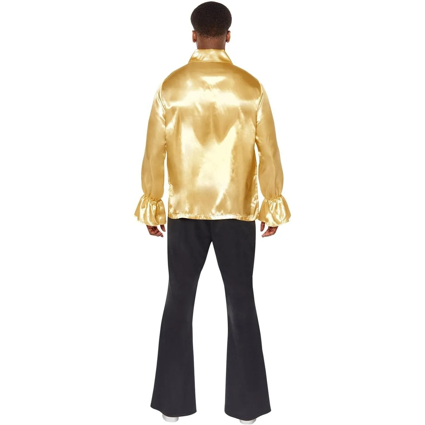 Satin Ruffle Adult Mens Costume Shirt Gold
