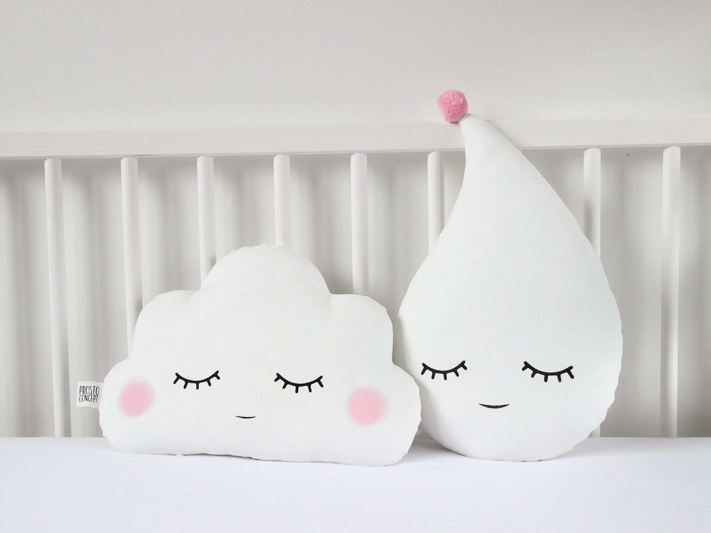 Set of 2 White Pillows - Cloud Pillow and Raindrop Pillow