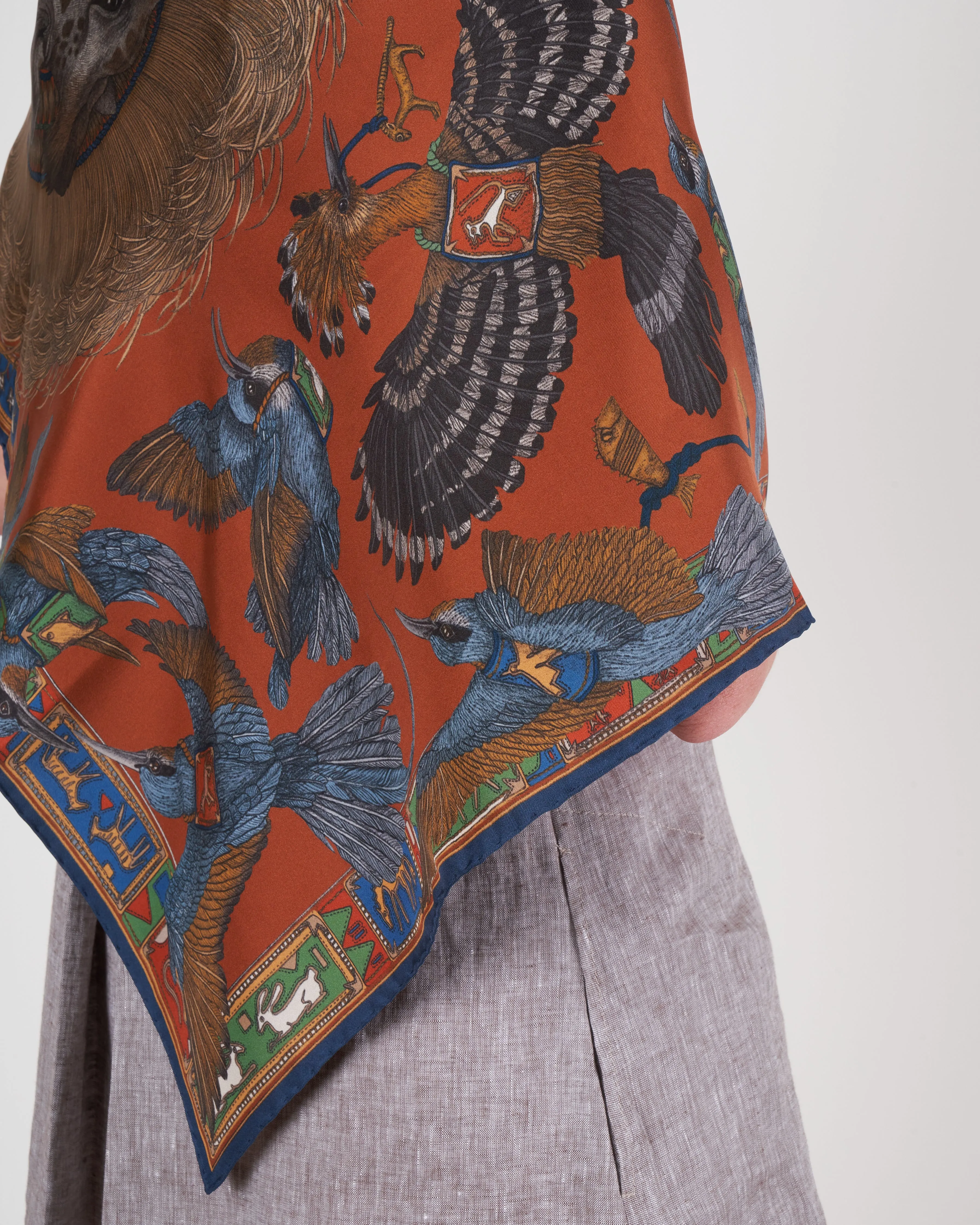 silk scarf 90 x 90 cm - spice/navy