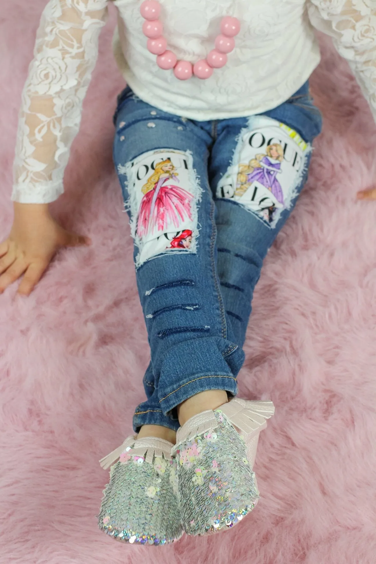 Silver & Pink Flip Sequin Moccasins