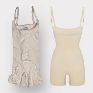 Skims NEW Shapewear Womans sz S Open Bust Shortie Bodysuit Sand Nude Sculpt NWOT