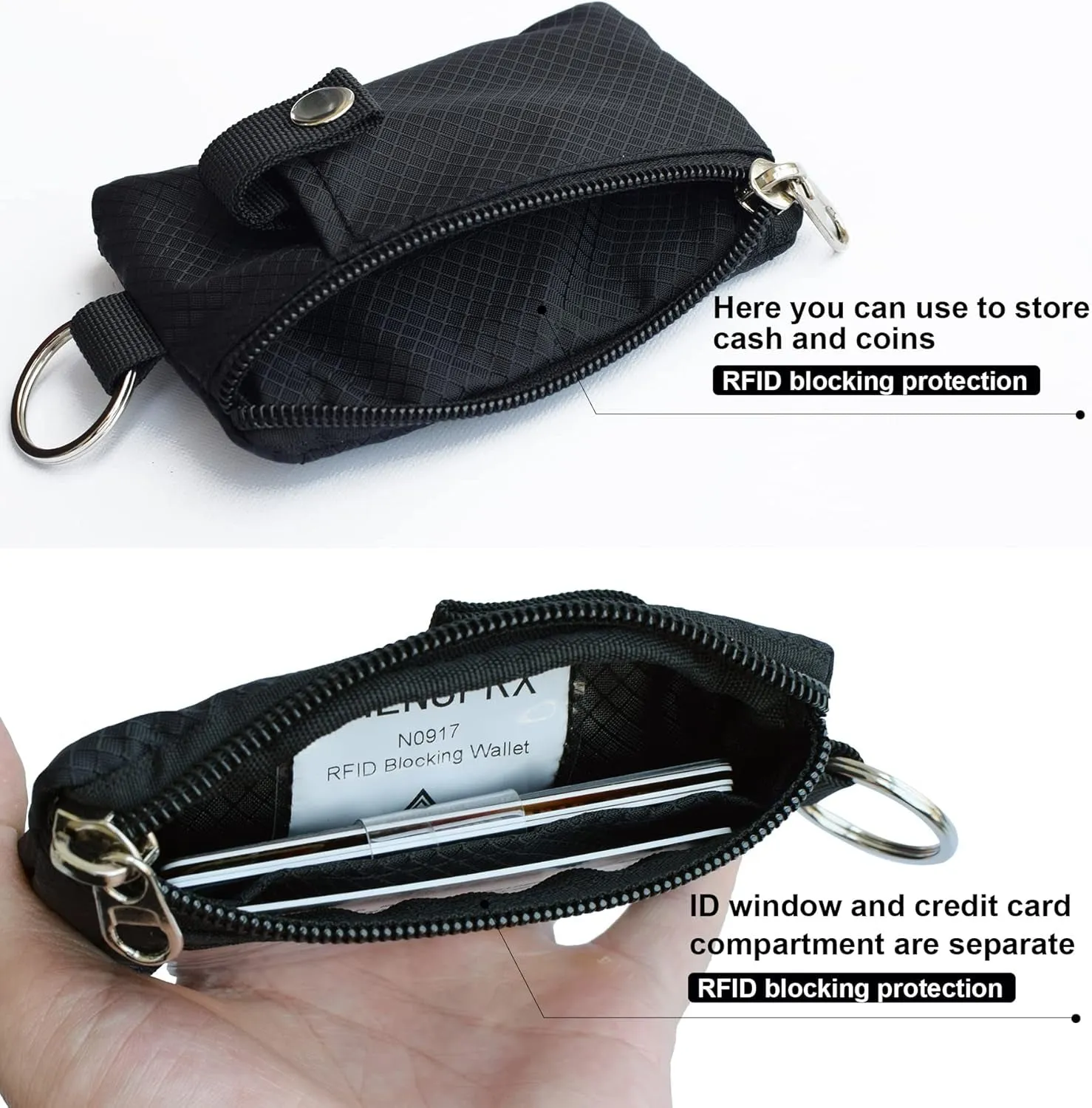 Small Lanyard Keychain Wallet with ID Window for Travel