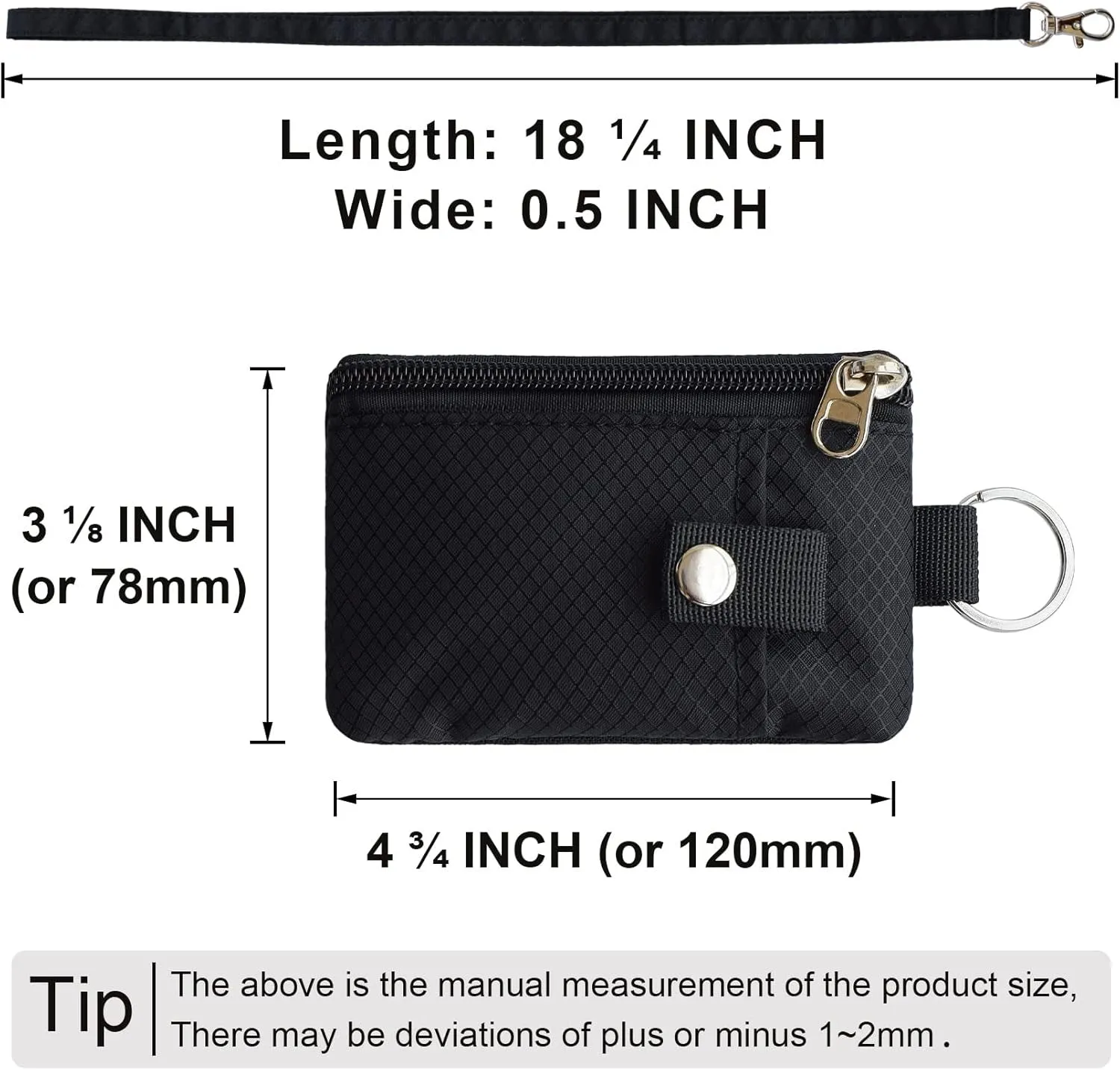 Small Lanyard Keychain Wallet with ID Window for Travel