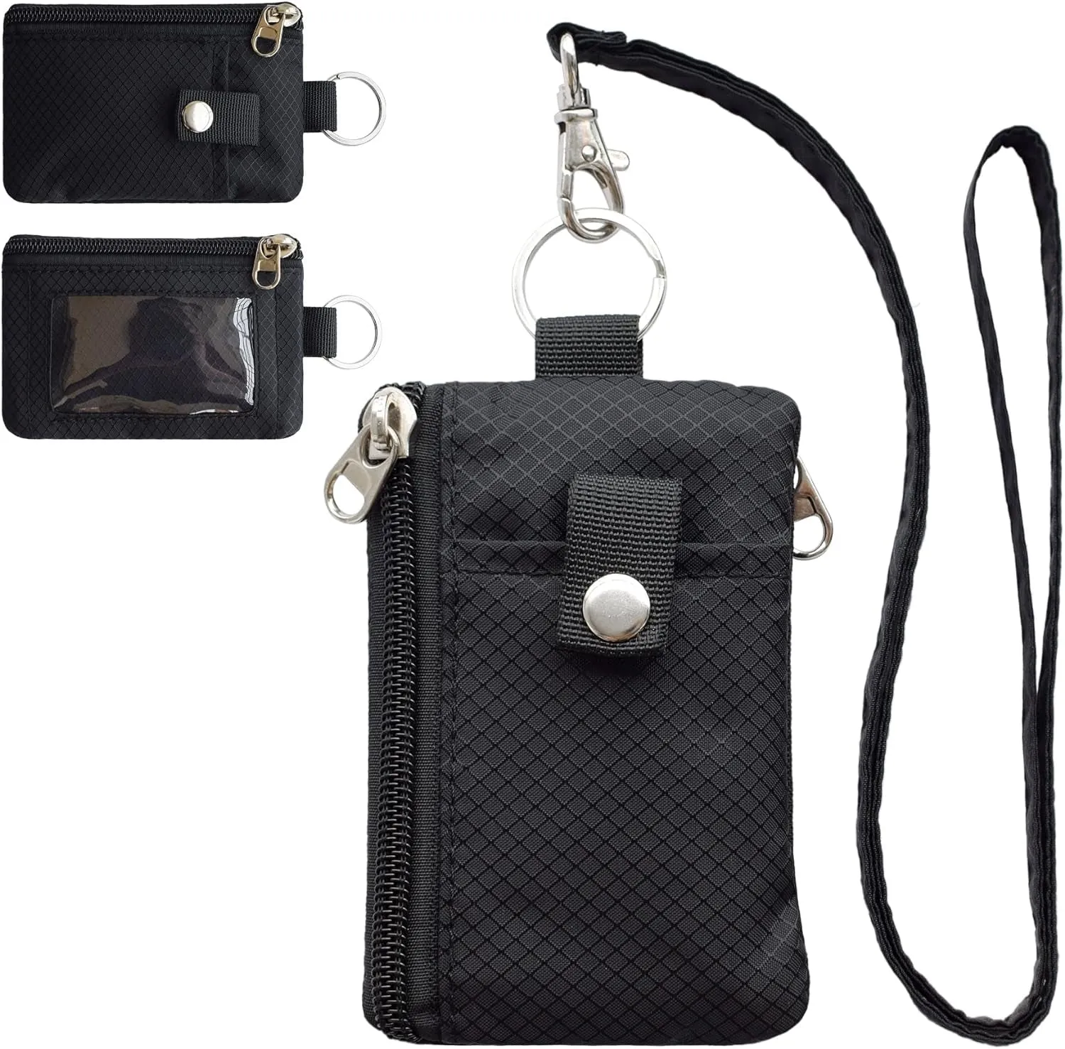 Small Lanyard Keychain Wallet with ID Window for Travel