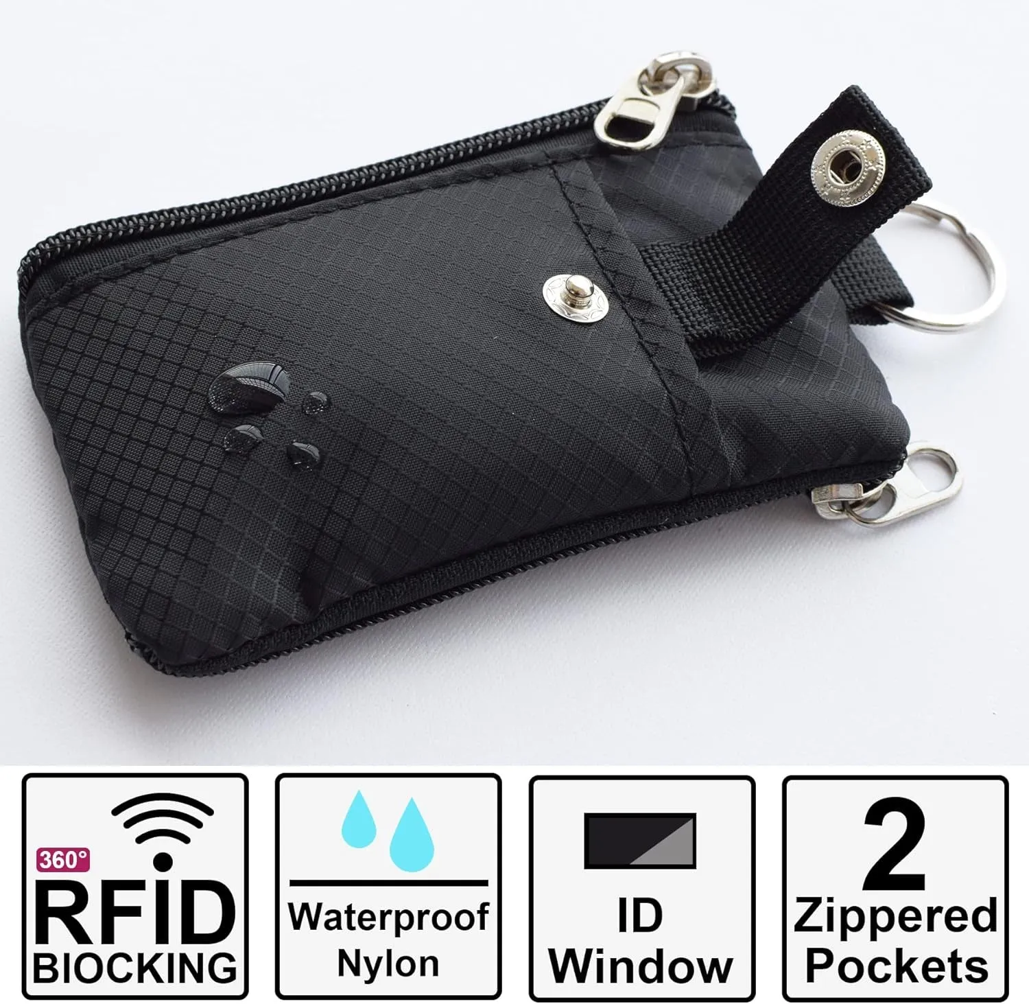 Small Lanyard Keychain Wallet with ID Window for Travel