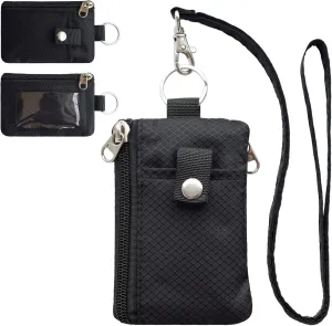 Small Lanyard Keychain Wallet with ID Window for Travel
