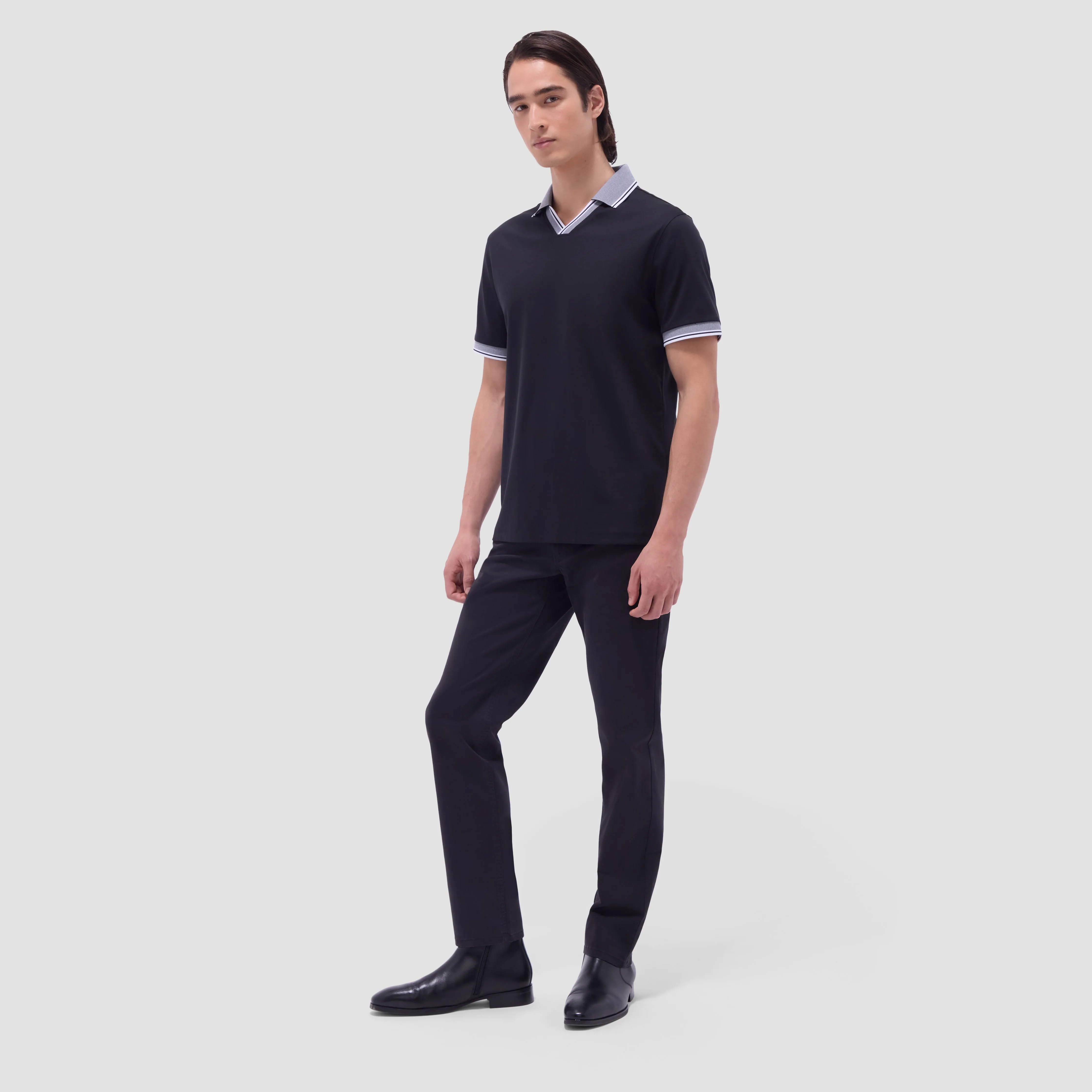 Solid Johnny Collar Polo Shirt