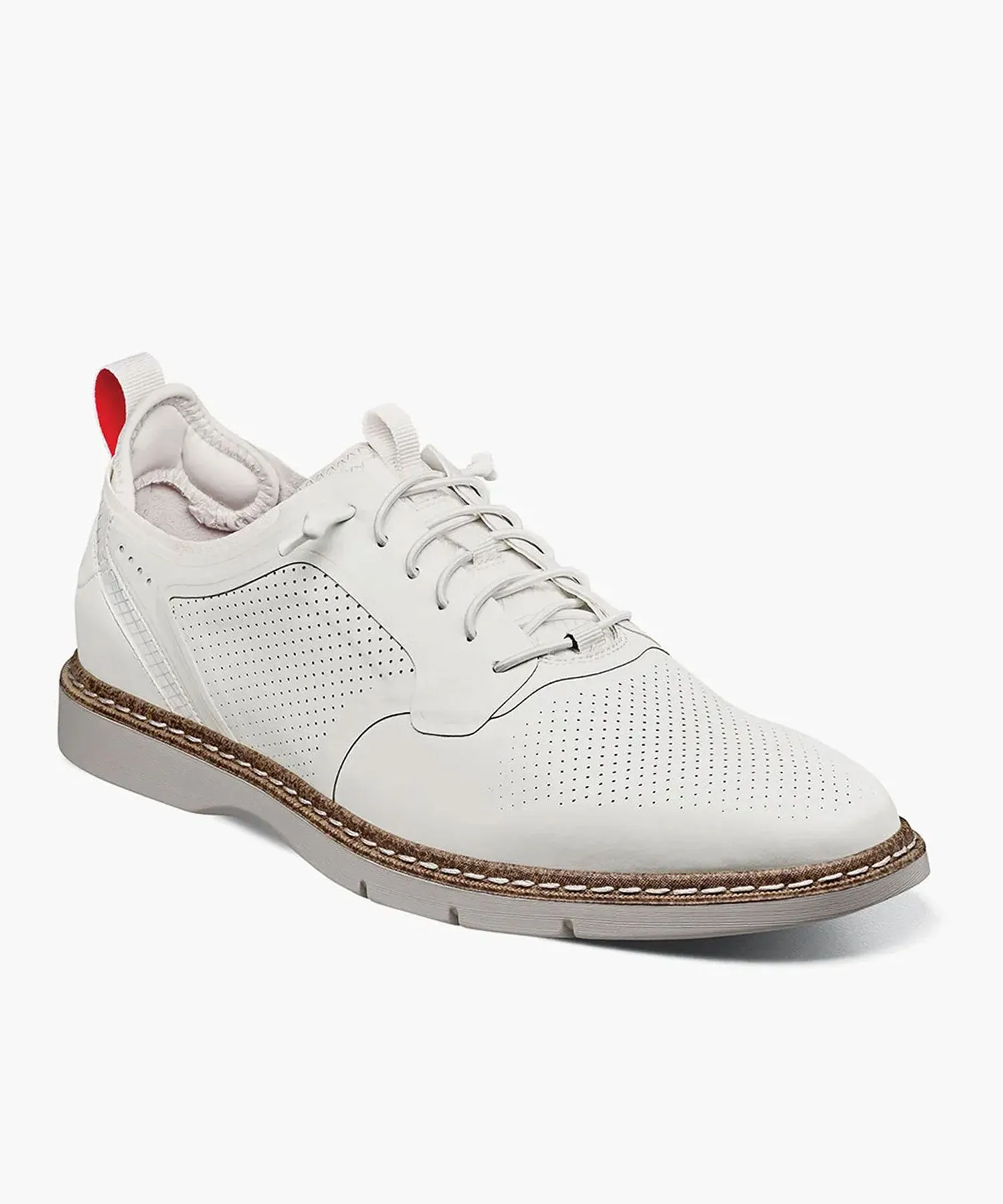 Stacy Adams Synchro Plain Toe Lace Up Shoe - White