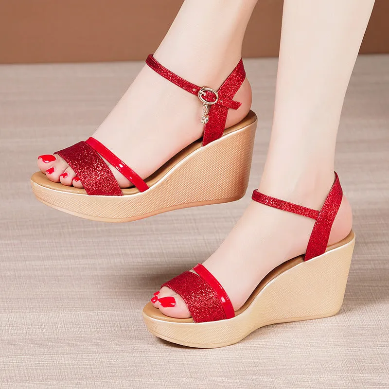 Summer New Muffin Platform Large Size Flat Bottom Soft Bottom Comfort Sandals