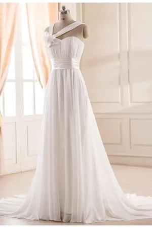 Sweetheart  Chiffon Wedding Dress with Handmade Flower PG 203