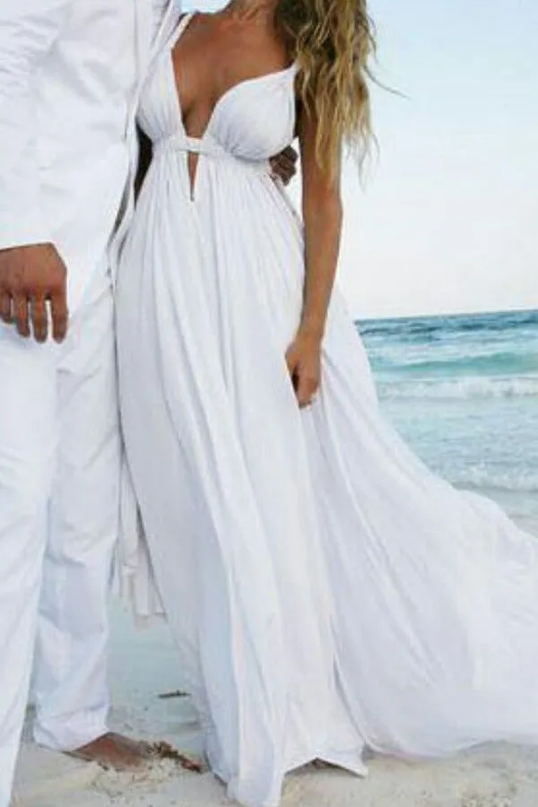 Sweetheart Spaghetti Wedding Dresses,Sexy Sleeveless Open Back Beach Wedding Gown,SW78