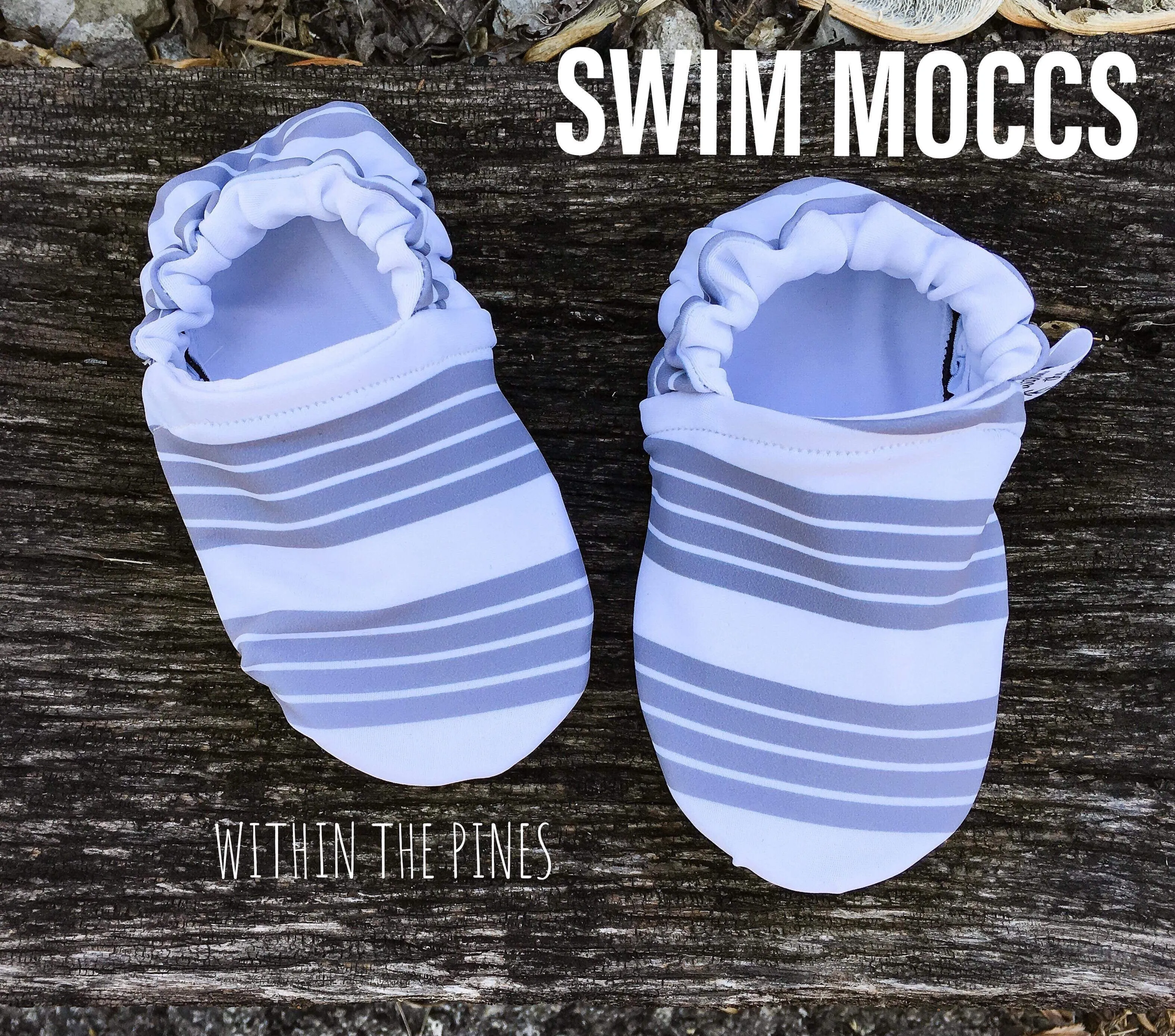 SWIM MOCCS// Grey & White Stripe