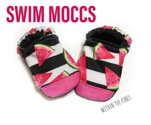 SWIM MOCCS// Watermelon Stripe