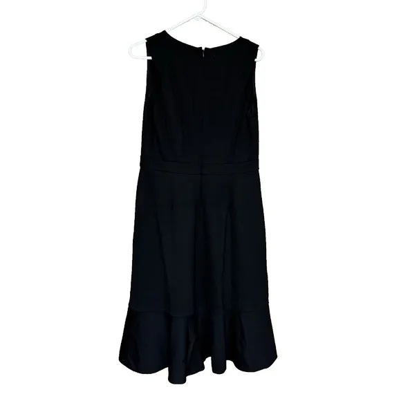 Talbots Black Ponte Flounce Hem Wrap Dress Size 8 Sleeveless Ruffle Hem NWT $139