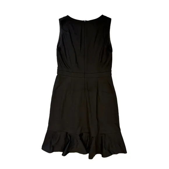 Talbots Black Ponte Flounce Hem Wrap Dress Size 8 Sleeveless Ruffle Hem NWT $139