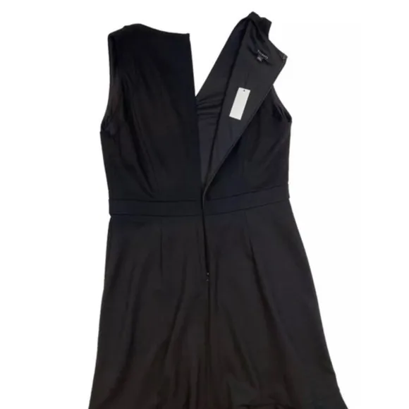 Talbots Black Ponte Flounce Hem Wrap Dress Size 8 Sleeveless Ruffle Hem NWT $139