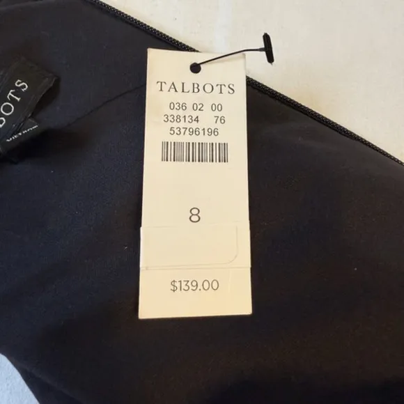 Talbots Black Ponte Flounce Hem Wrap Dress Size 8 Sleeveless Ruffle Hem NWT $139