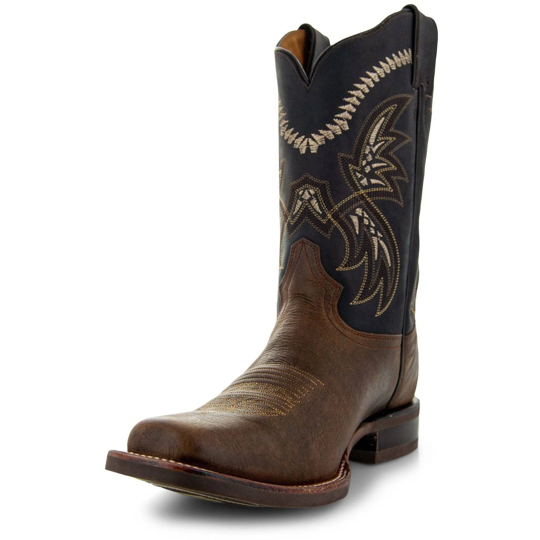 Tan Square Toe Leather Cowboy Boots H4002
