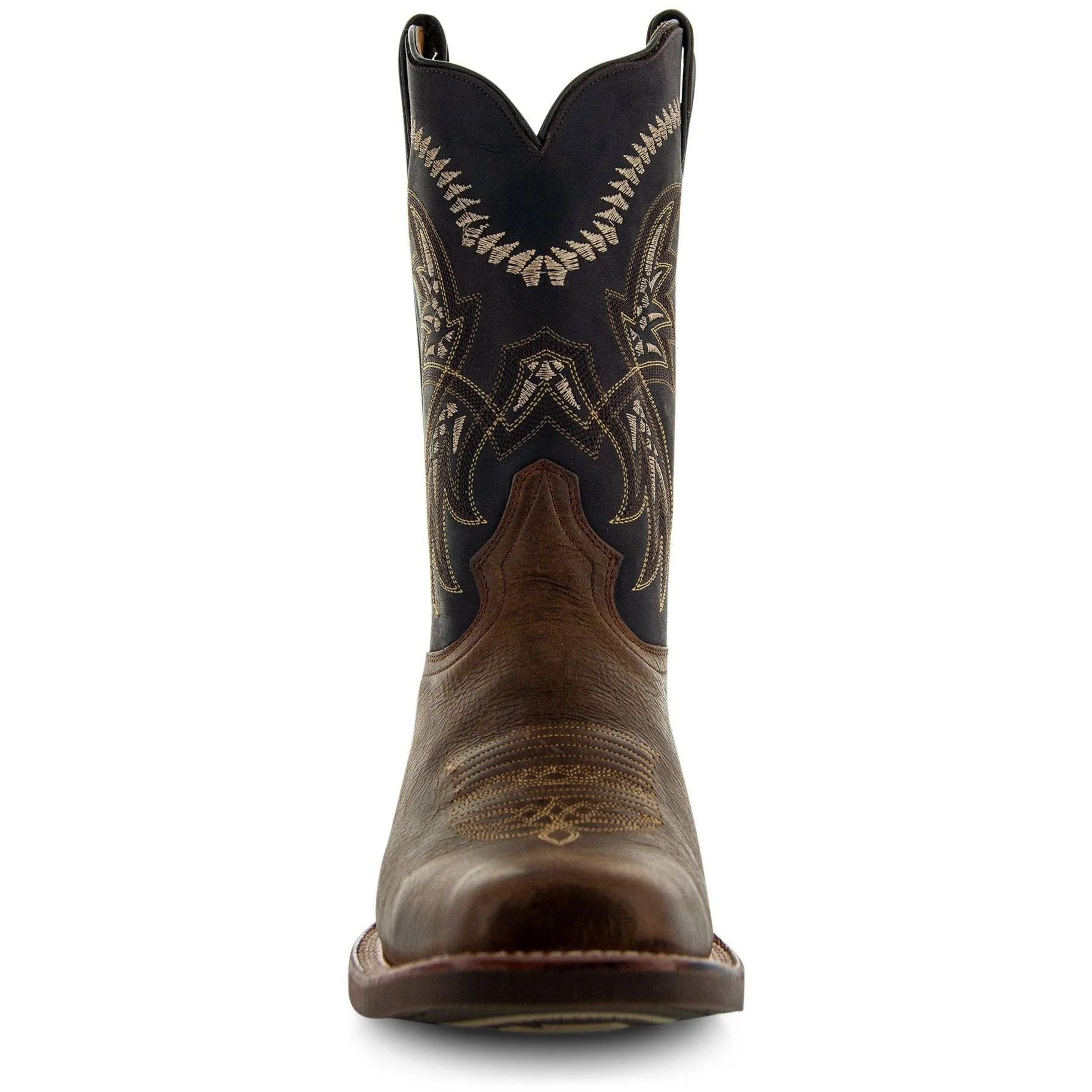 Tan Square Toe Leather Cowboy Boots H4002