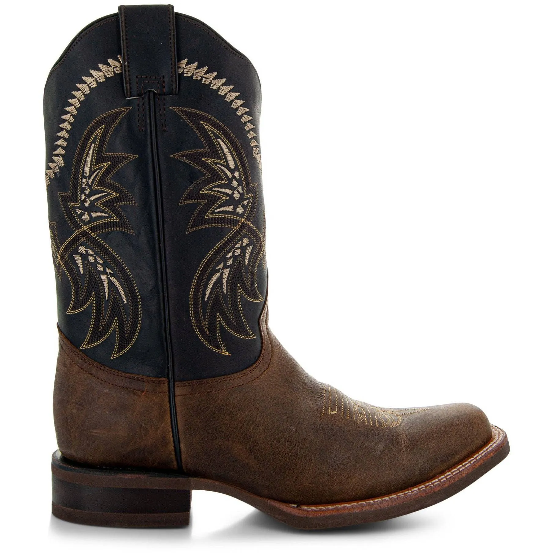 Tan Square Toe Leather Cowboy Boots H4002
